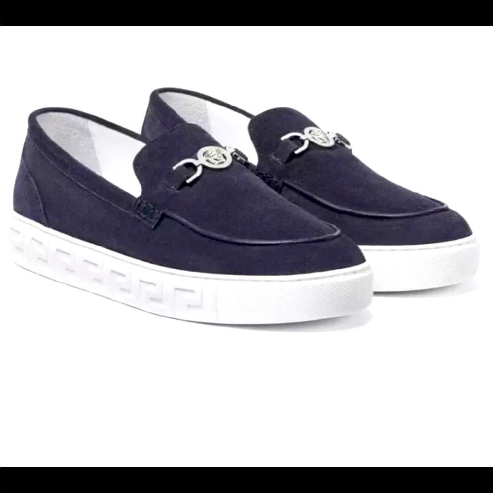 Versace Medusa MEDUSA '95 SUEDE GRECA LOAFERS Blue Size 9
